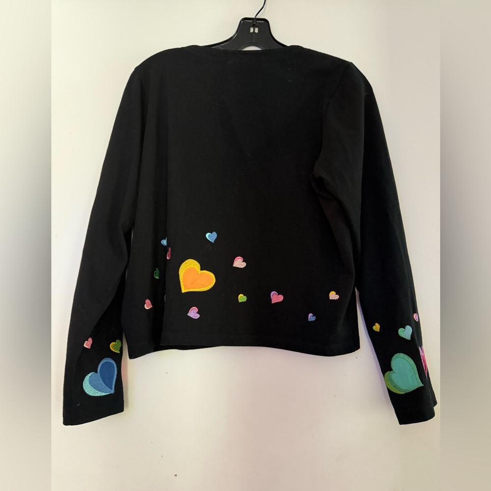 Michael Simon Heart Embroidered Patch Cardigan Si… - image 3